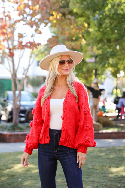 Most Adorable Vibes Red Sweater Cardigan