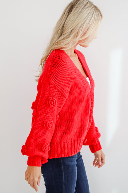 Most Adorable Vibes Red Sweater Cardigan