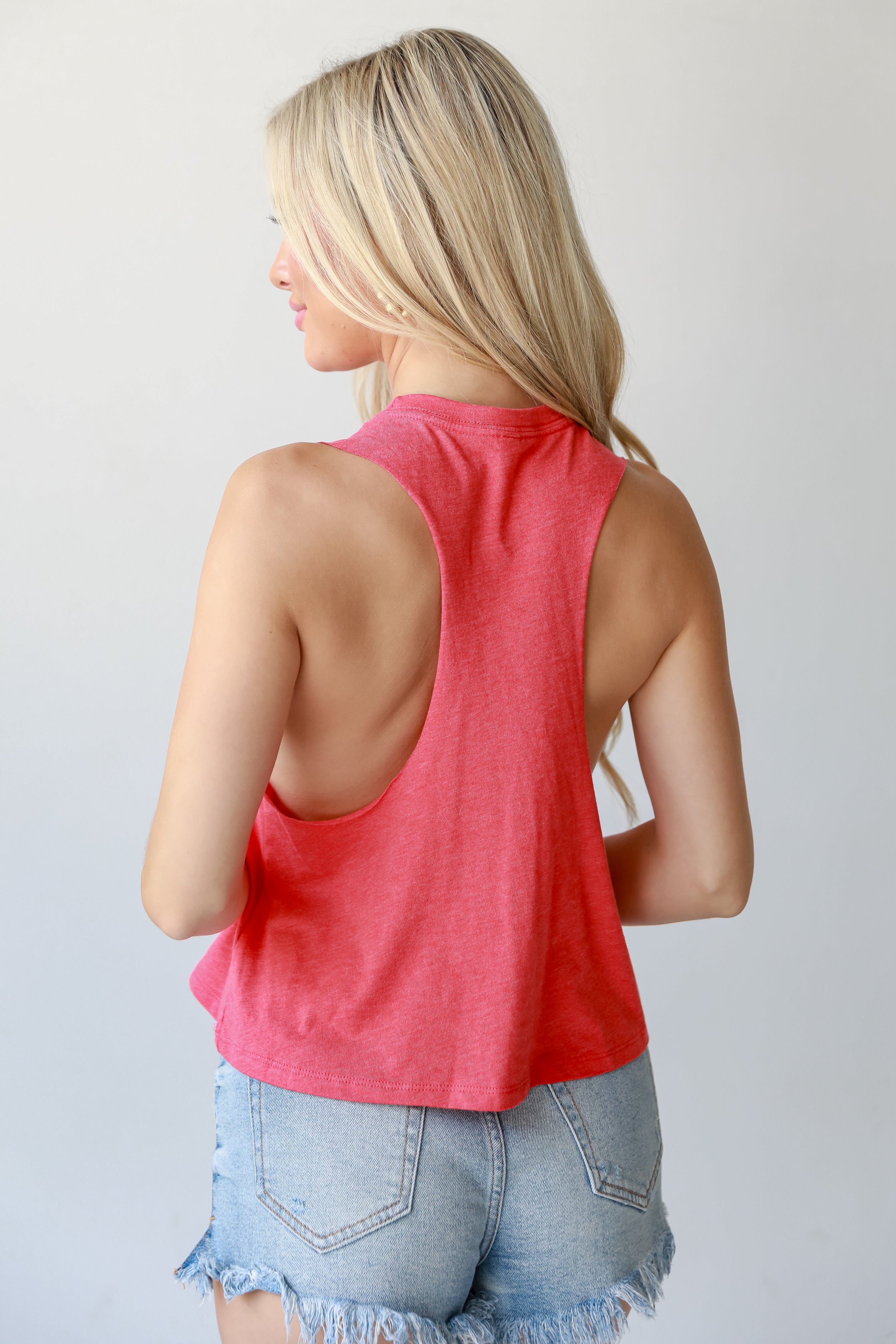 Red Chop Chop Muscle Tank back view