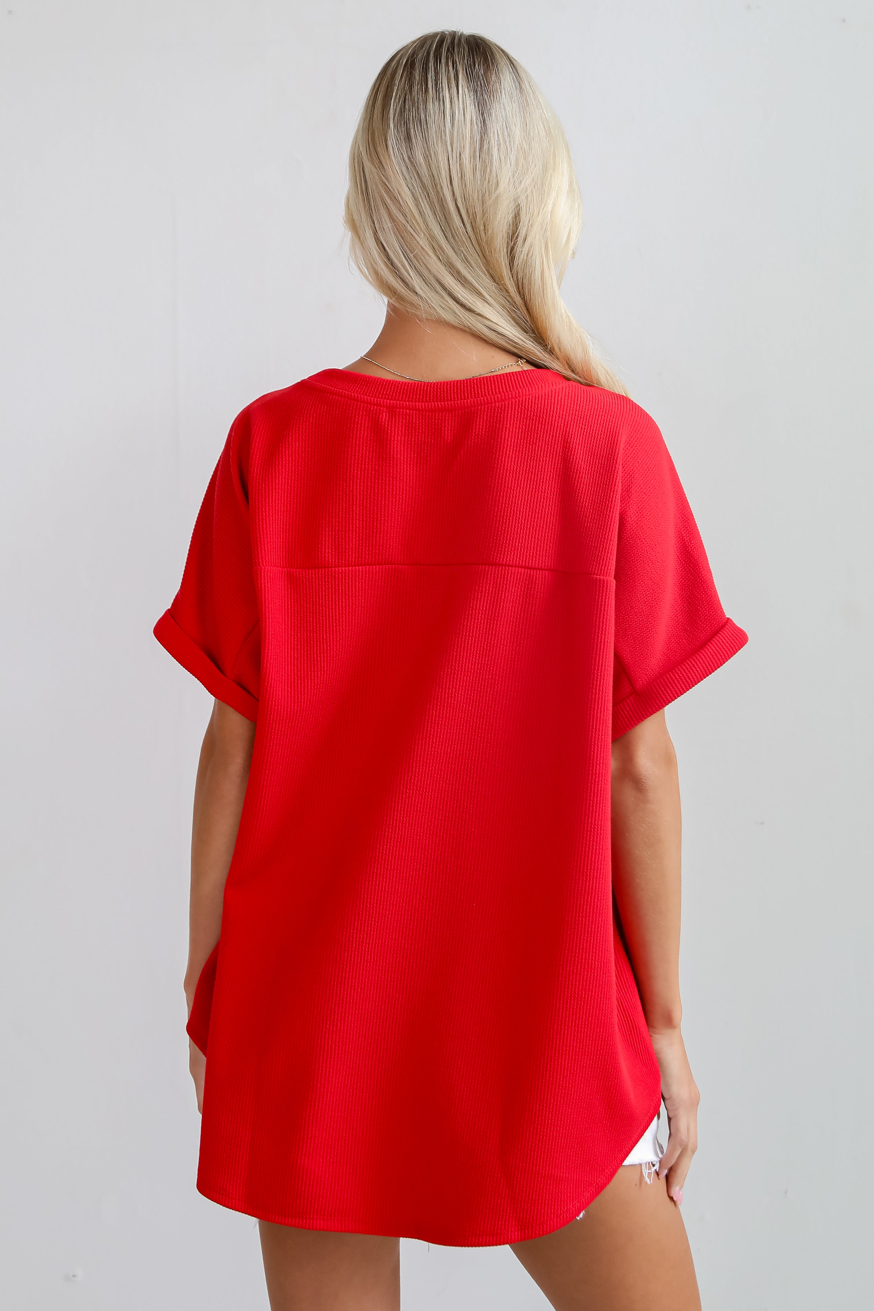 Red Georgia Ribbed Oversized Tee