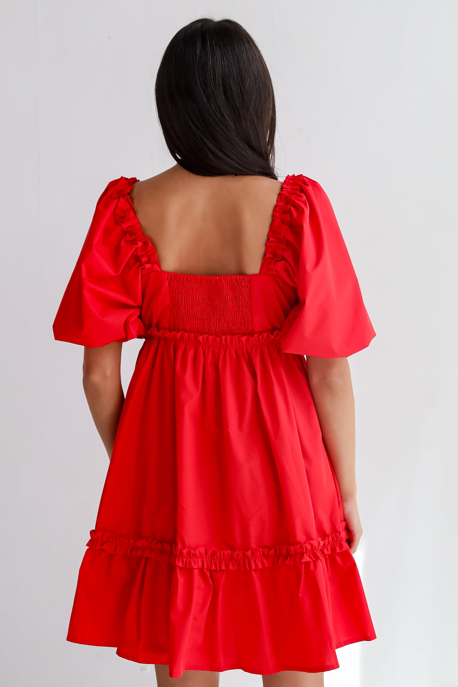 Convincingly Graceful Red Ruffle Mini Dress