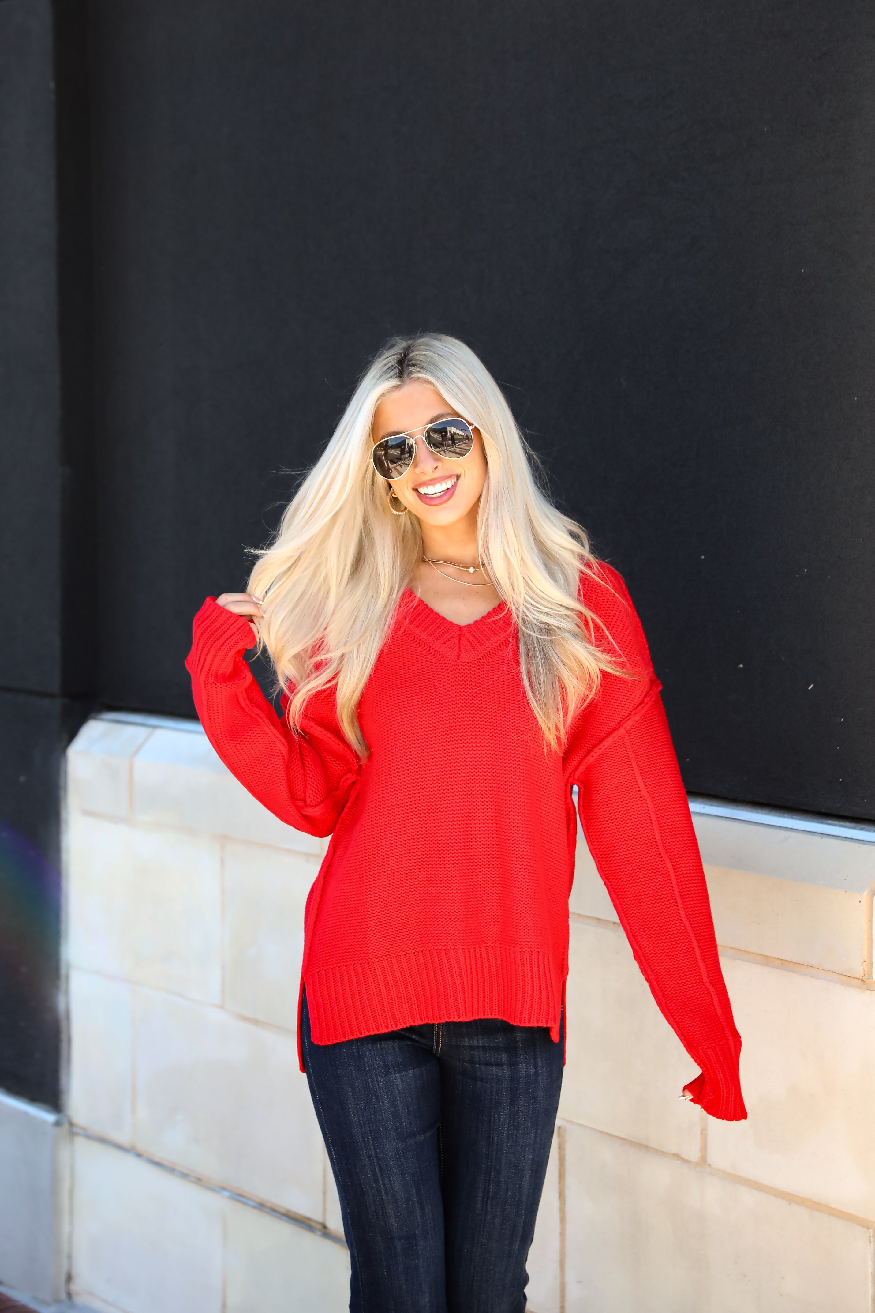 Divine Dream Red Oversized Sweater