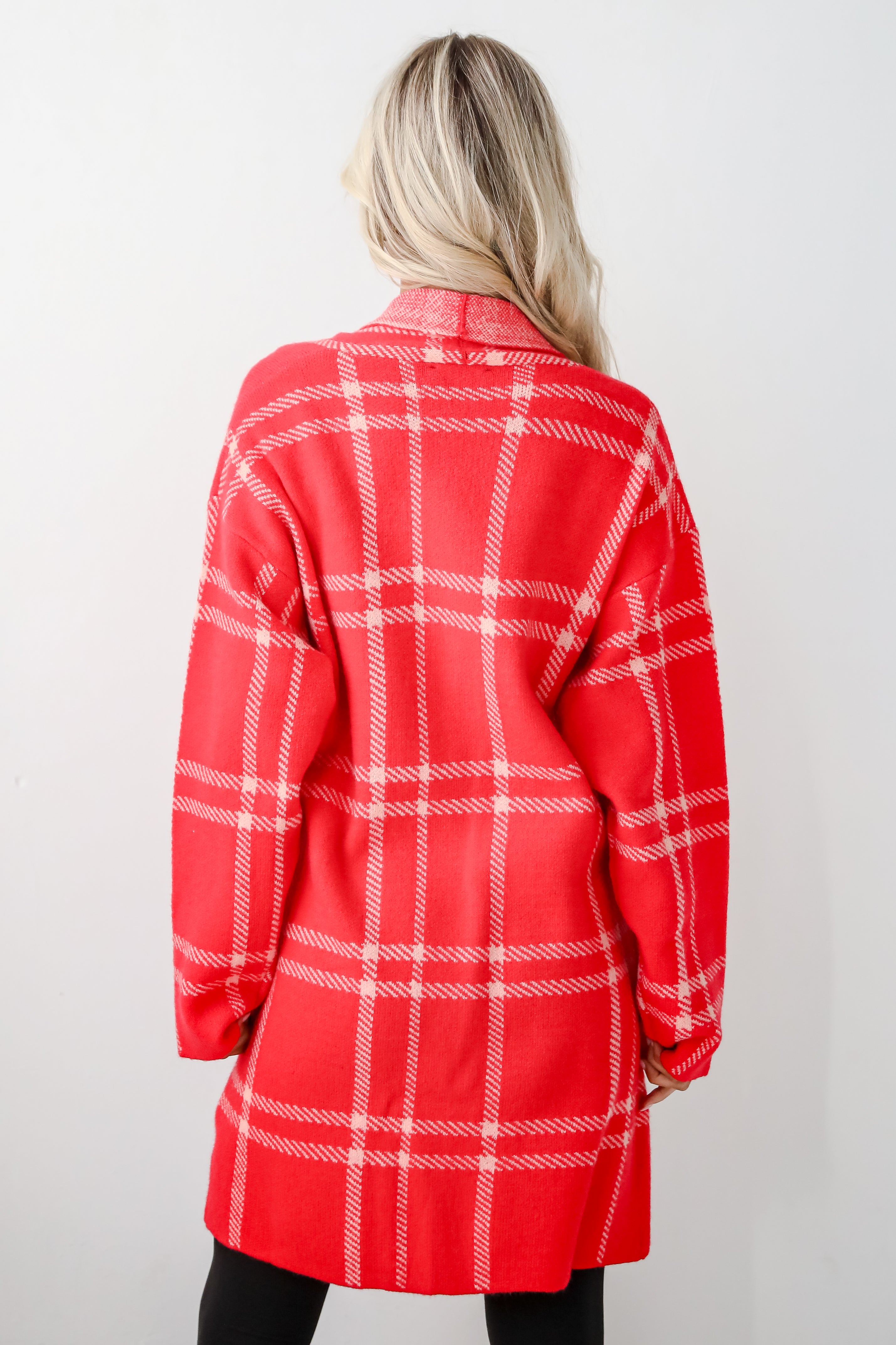 Beyond Cuddly Red Plaid Sweater Cardigan