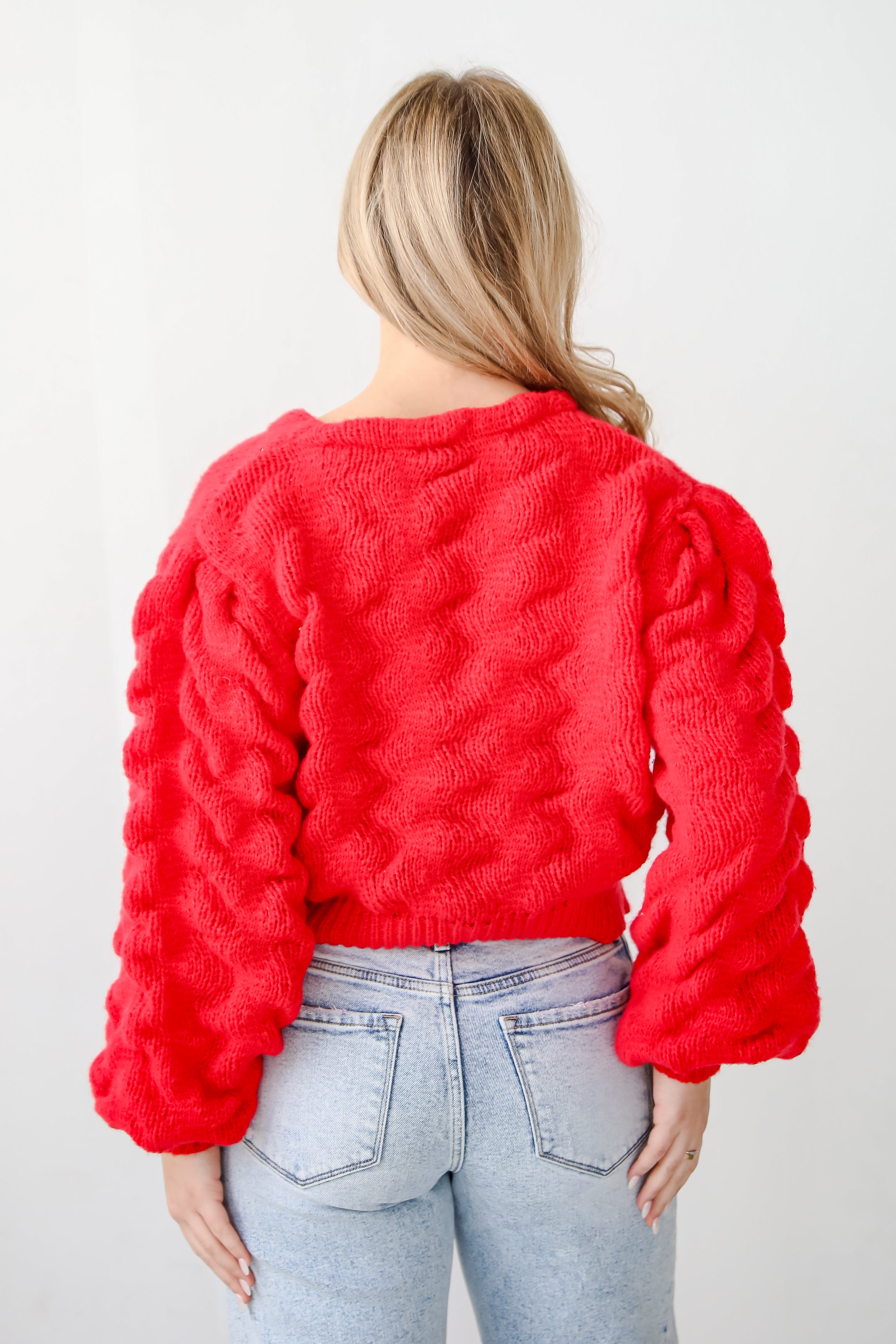 Charismatic Romantic Red Sweater Cardigan