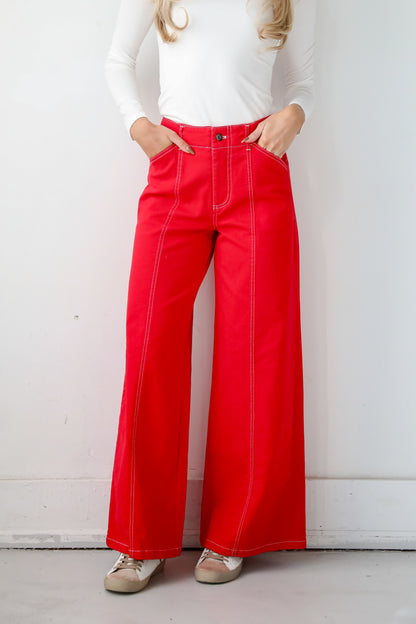 Chic Consideration Red Wide Leg Pants