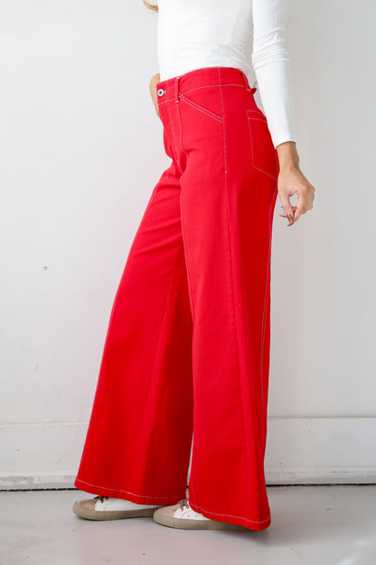 Chic Consideration Red Wide Leg Pants