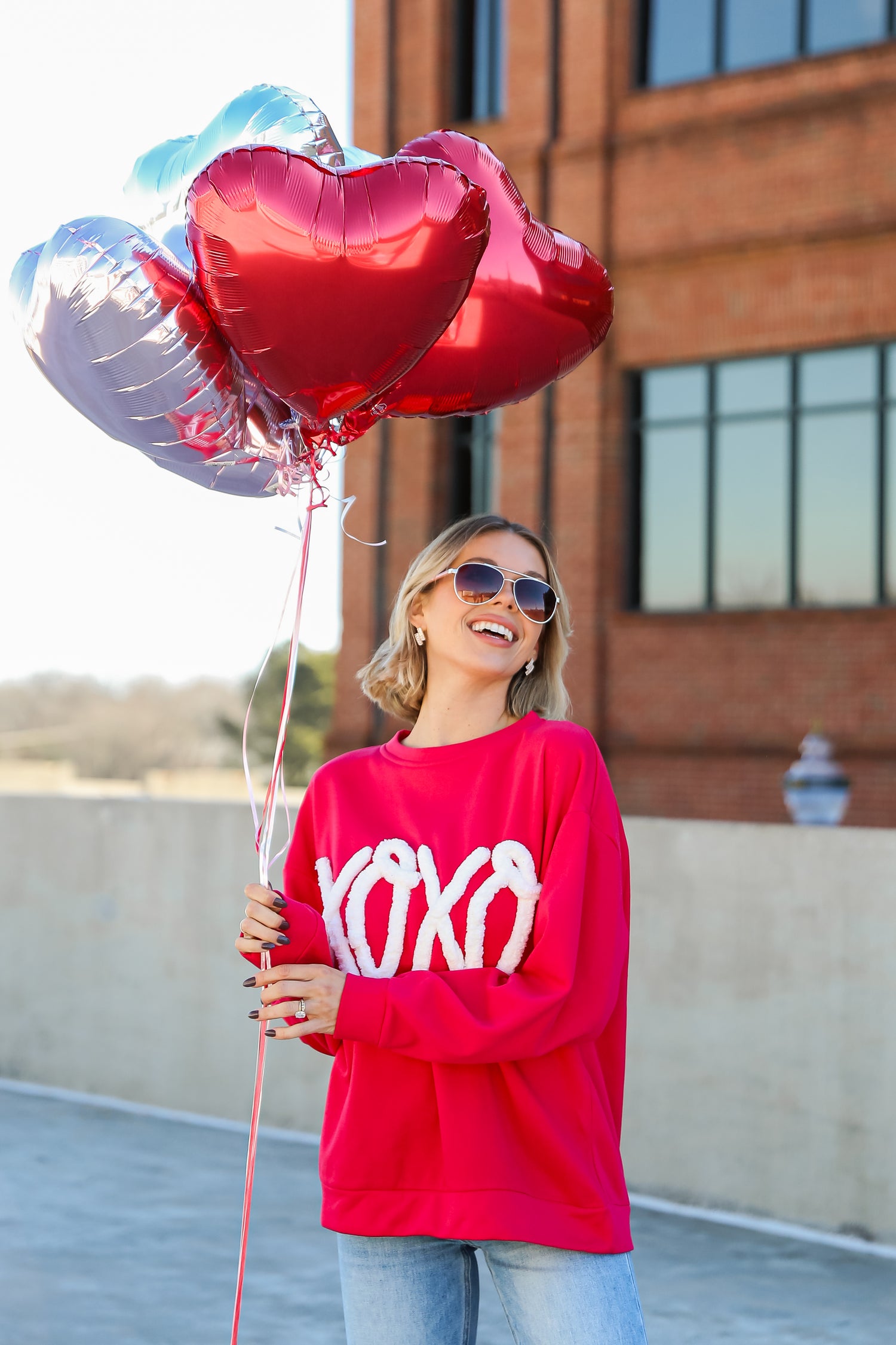 cute Red XOXO Fleece Pullover