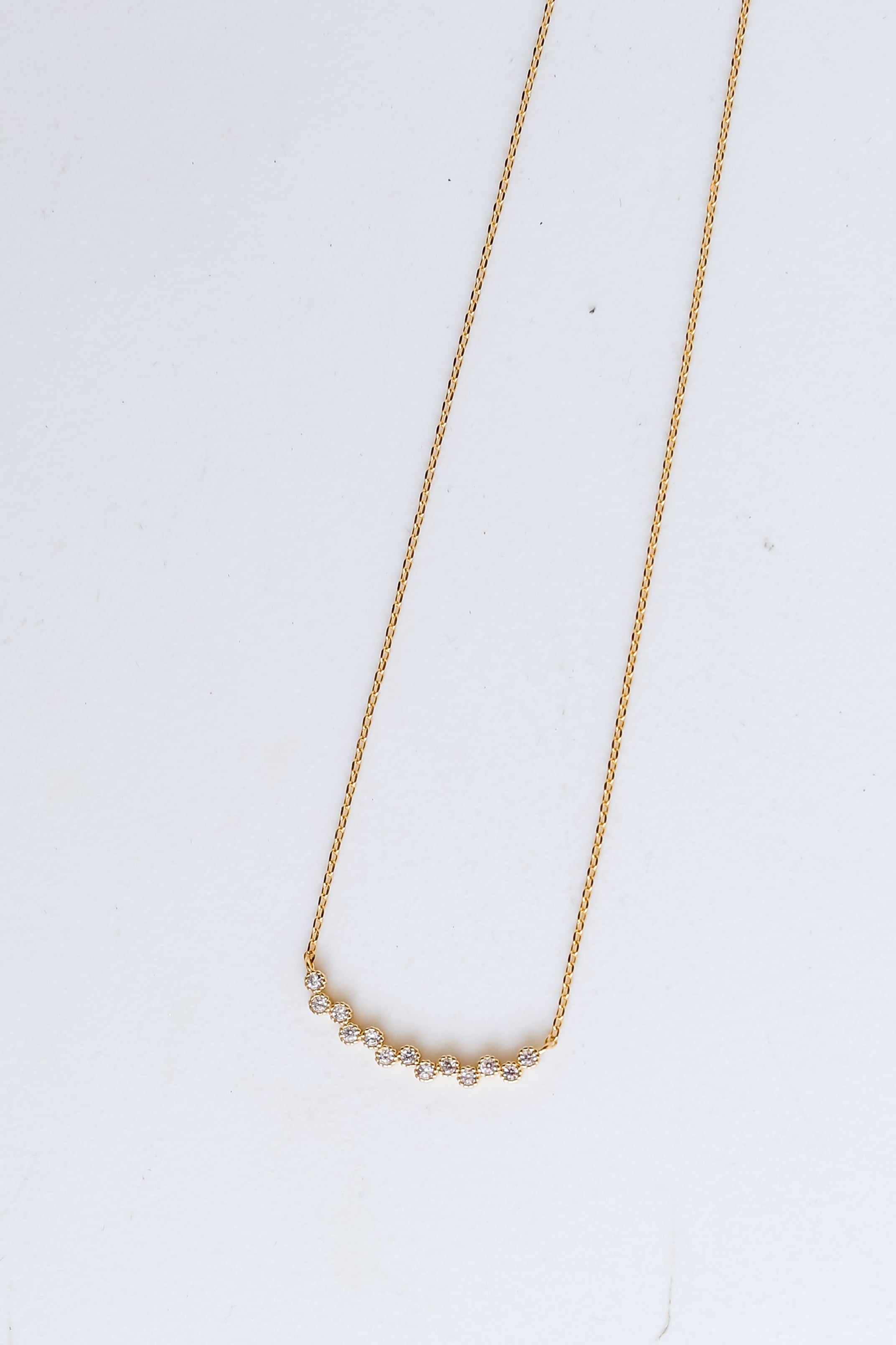 Gold Rhinestone Bar Necklace