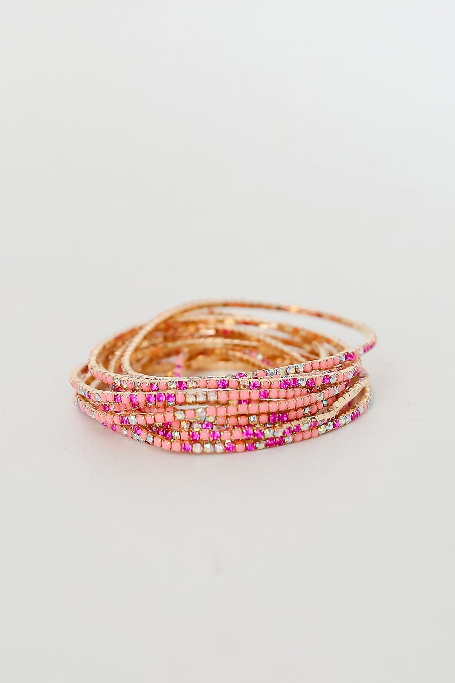 pink Rhinestone Bracelet Set