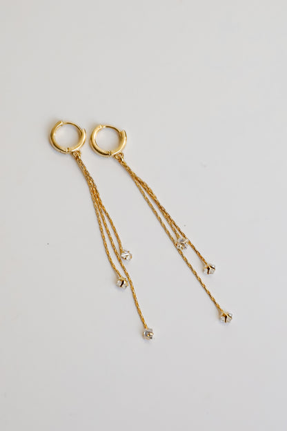 Kiara Gold Rhinestone Chain Drop Earrings