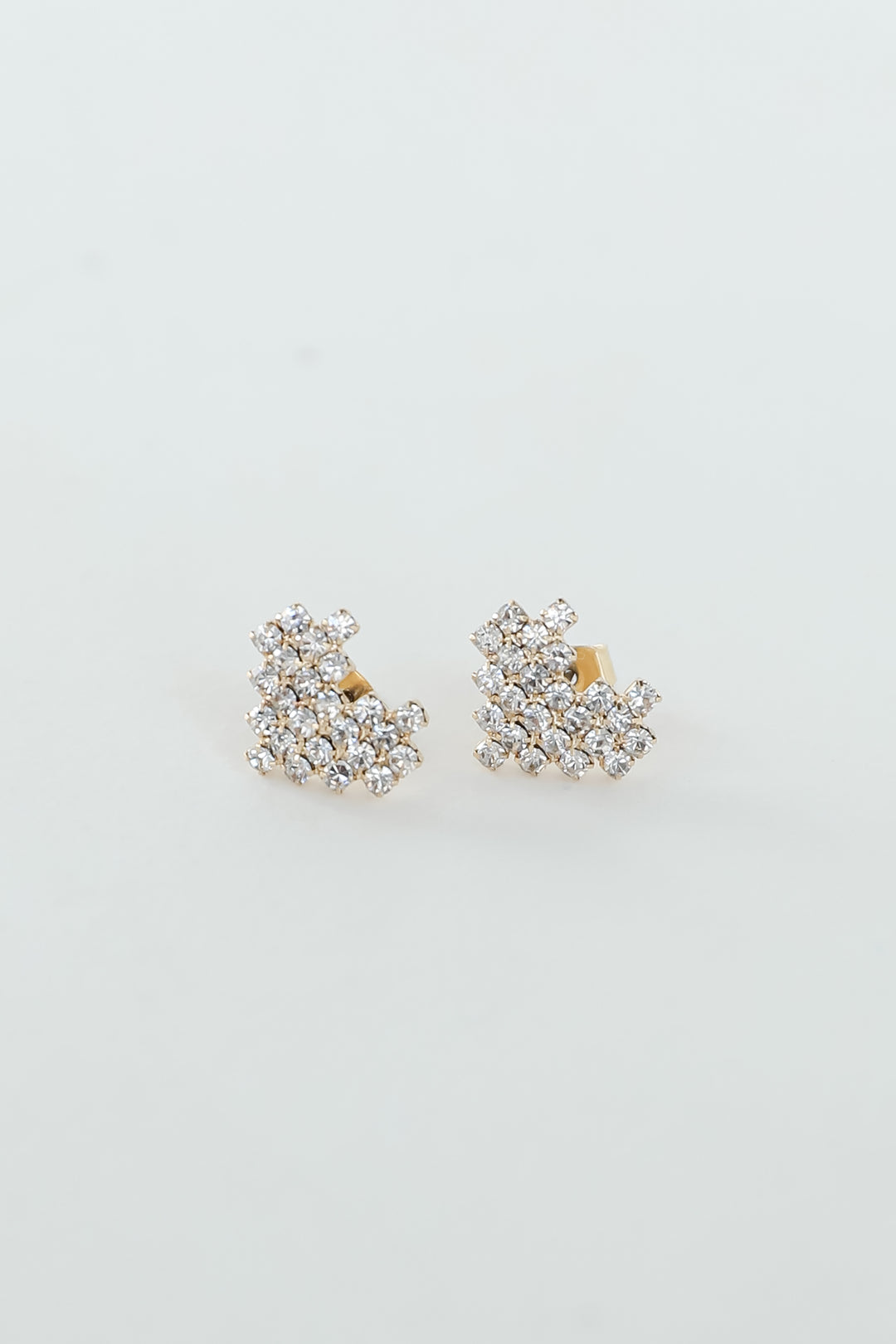 Haven Gold Rhinestone Heart Stud Earrings