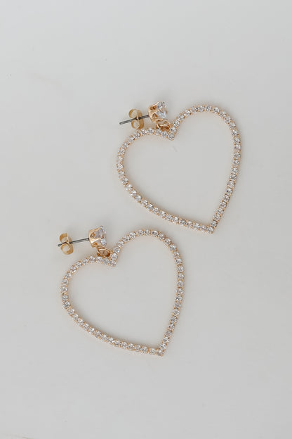 Blake Gold Rhinestone Heart Drop Earrings