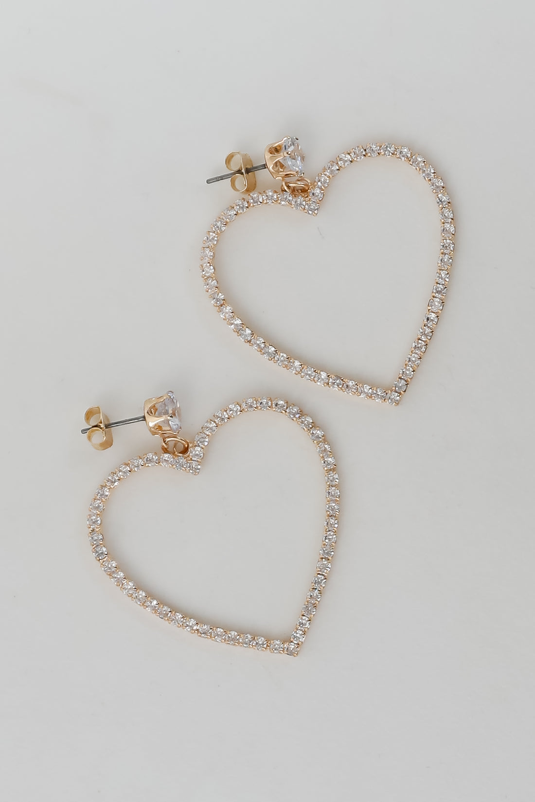 Blake Gold Rhinestone Heart Drop Earrings