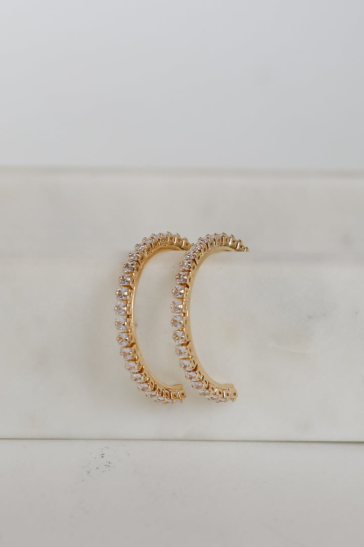 Missy Gold Rhinestone Hoop Earrings