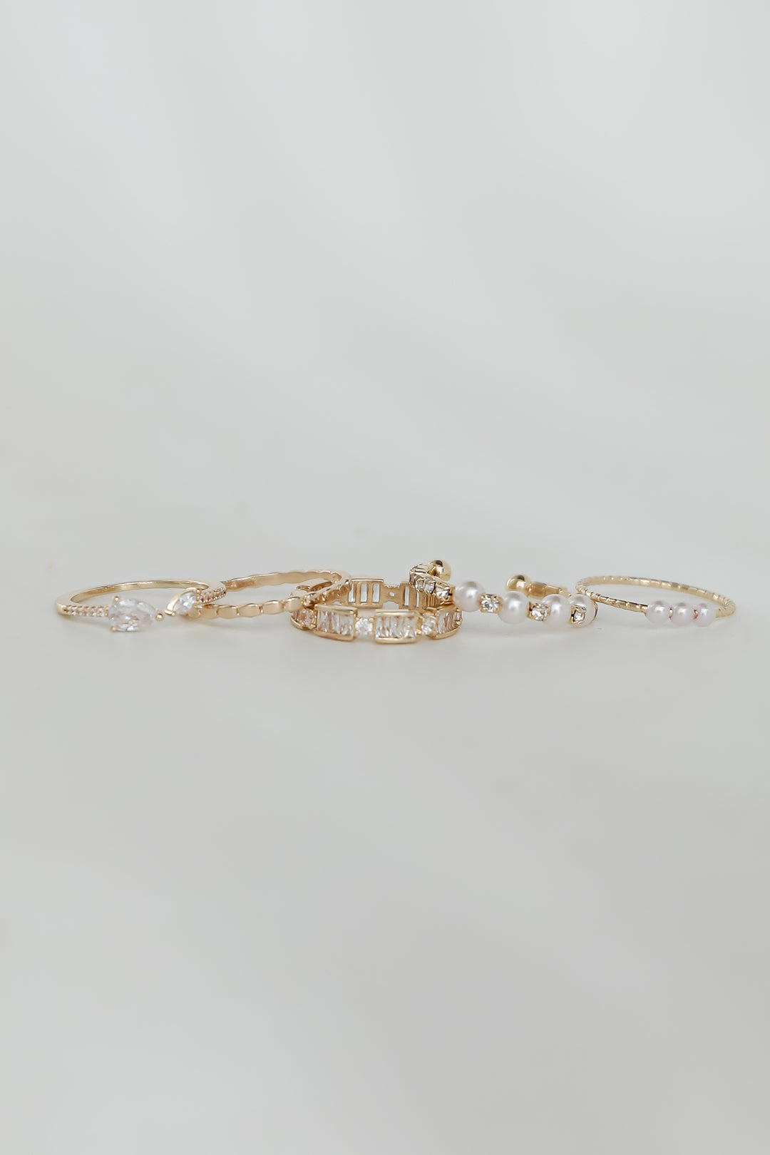 Reece Gold Rhinestone Ring Set