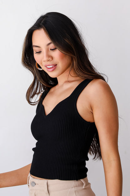 cropped black Knit Tank