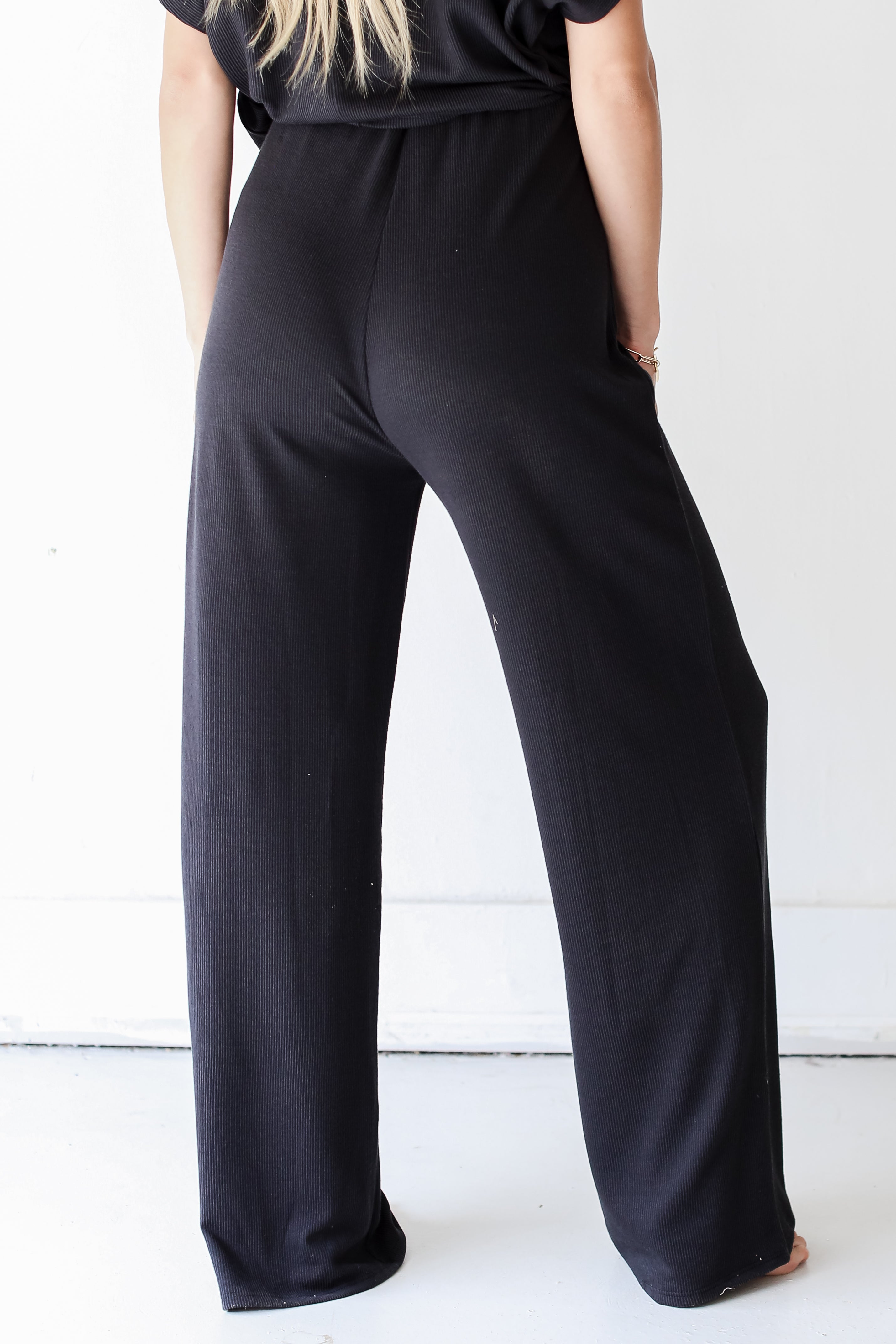 black Corded Lounge Pants back view