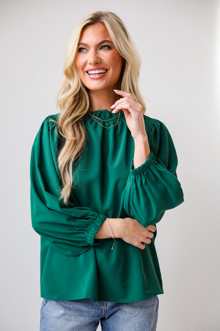 green Ruffle Blouse for women