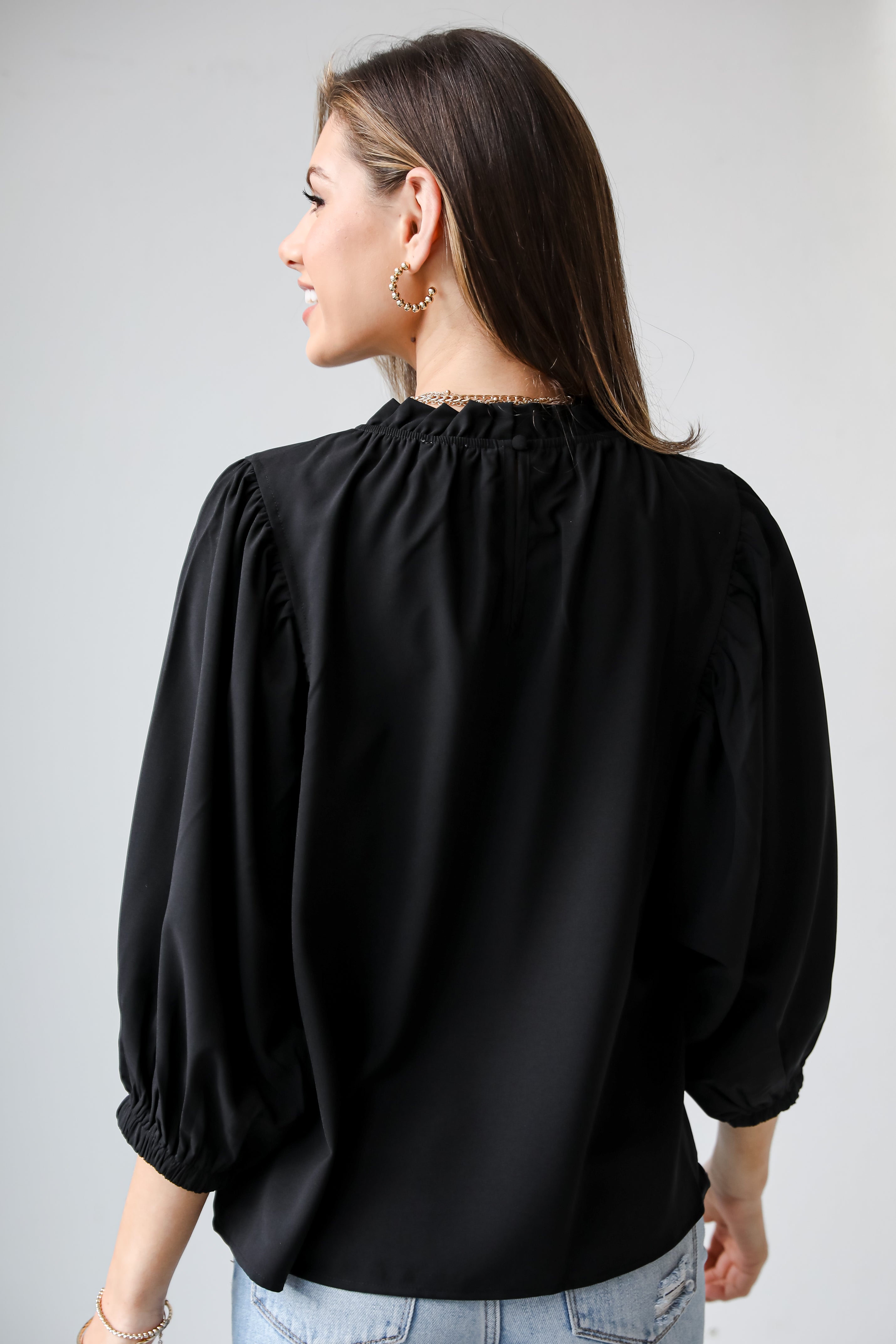 black Ruffle Blouse for women