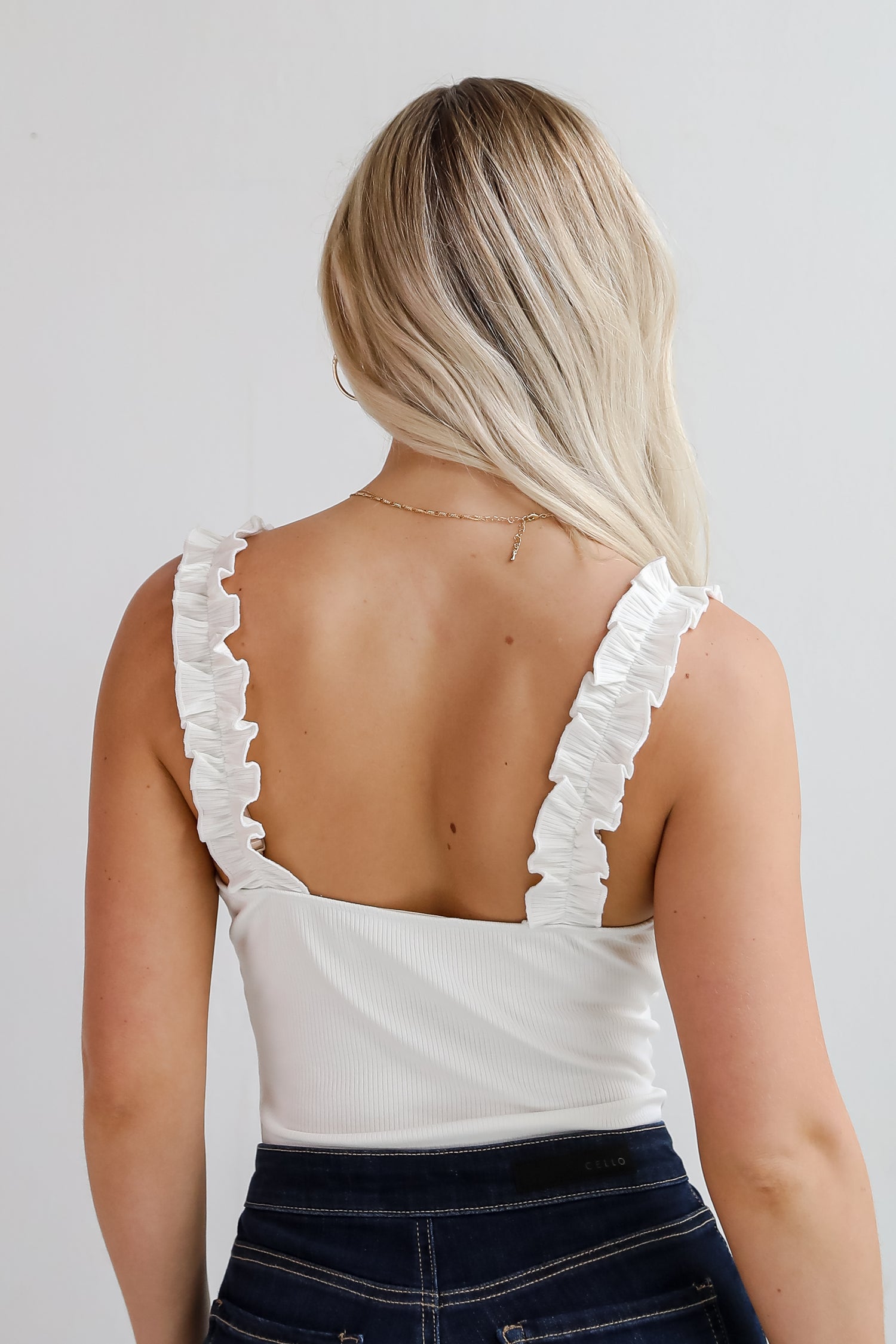 Certainly The Sweetest Ruffle Strap Bodysuit