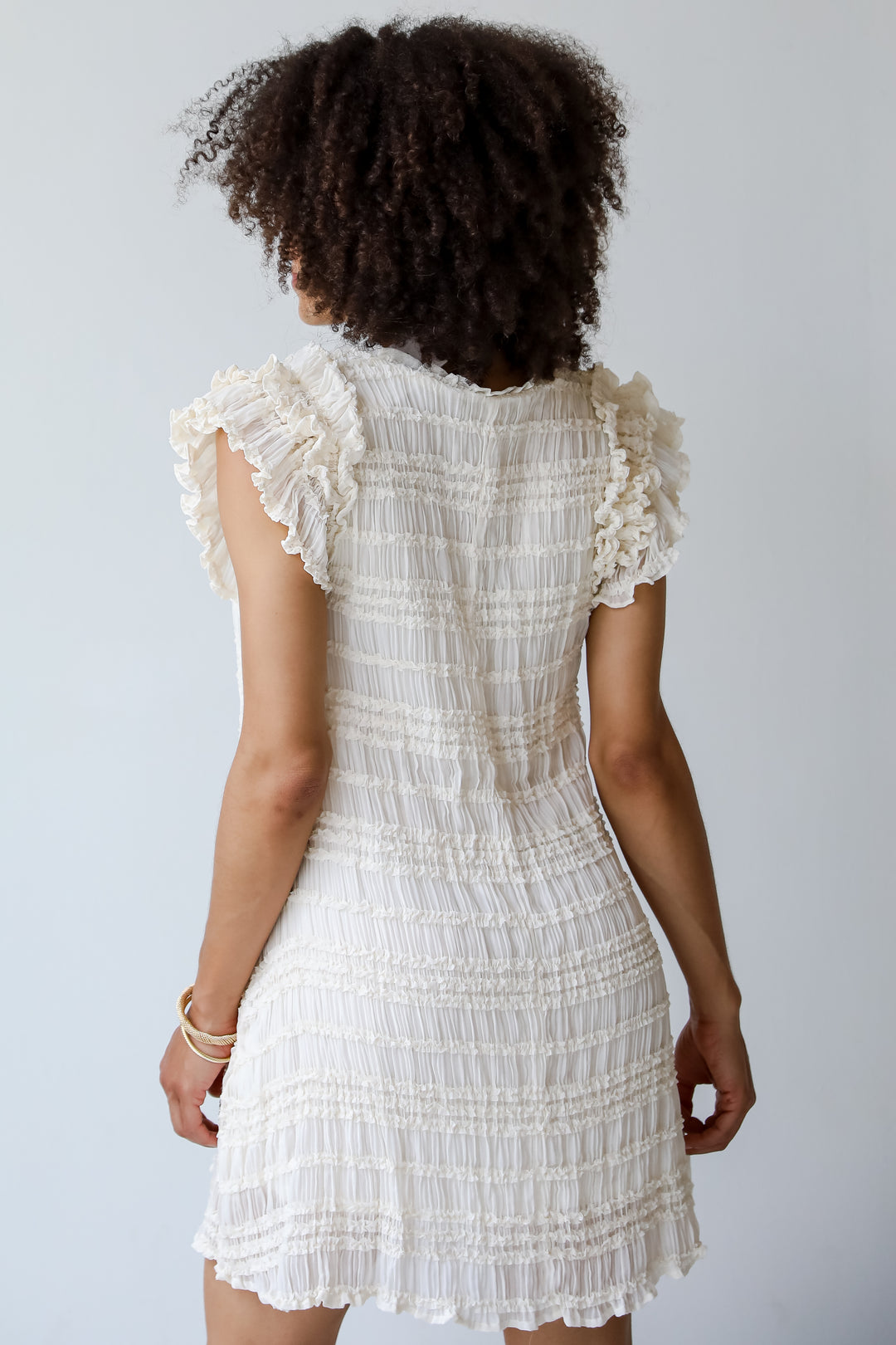 Cascading Crush Off White Ruffle Mini Dress