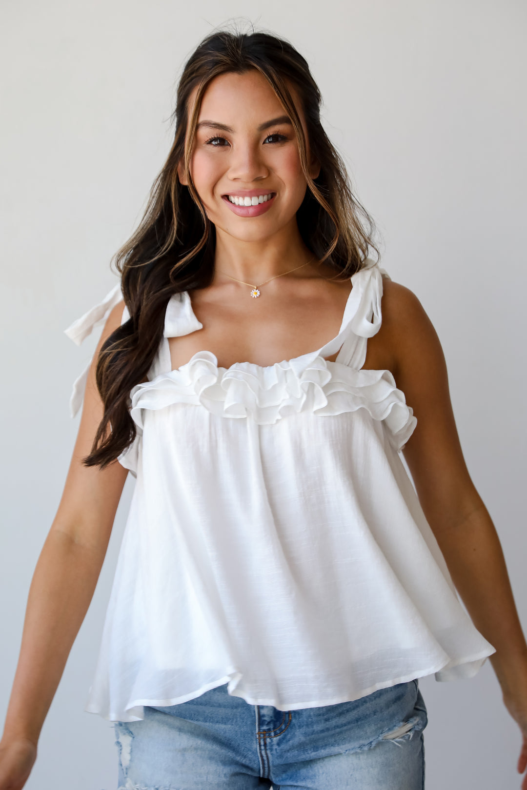 white flowy tank