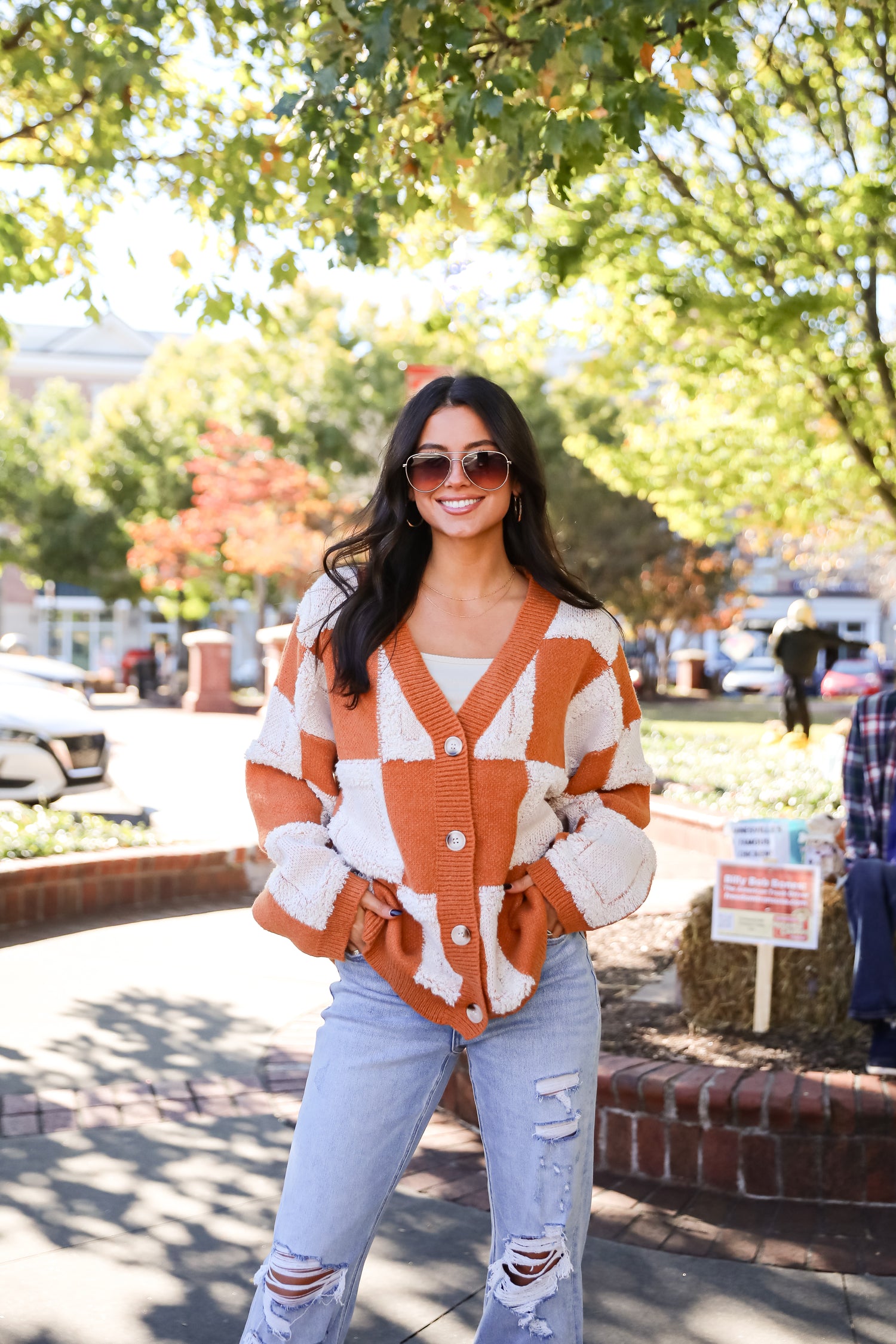 Wanna Be Close Checkered Sweater Cardigan