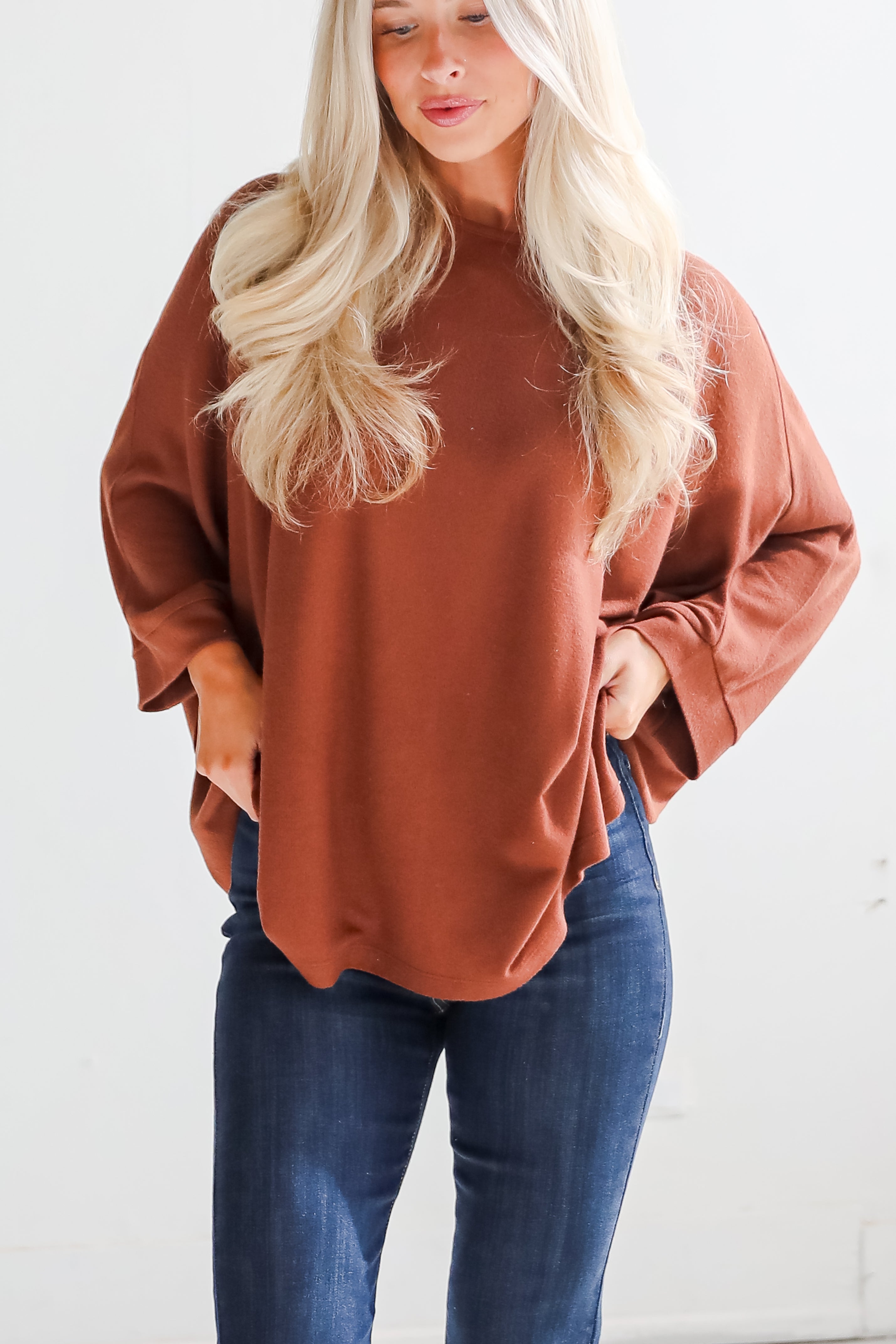 Winning Pick Oversized Brushed Knit Top