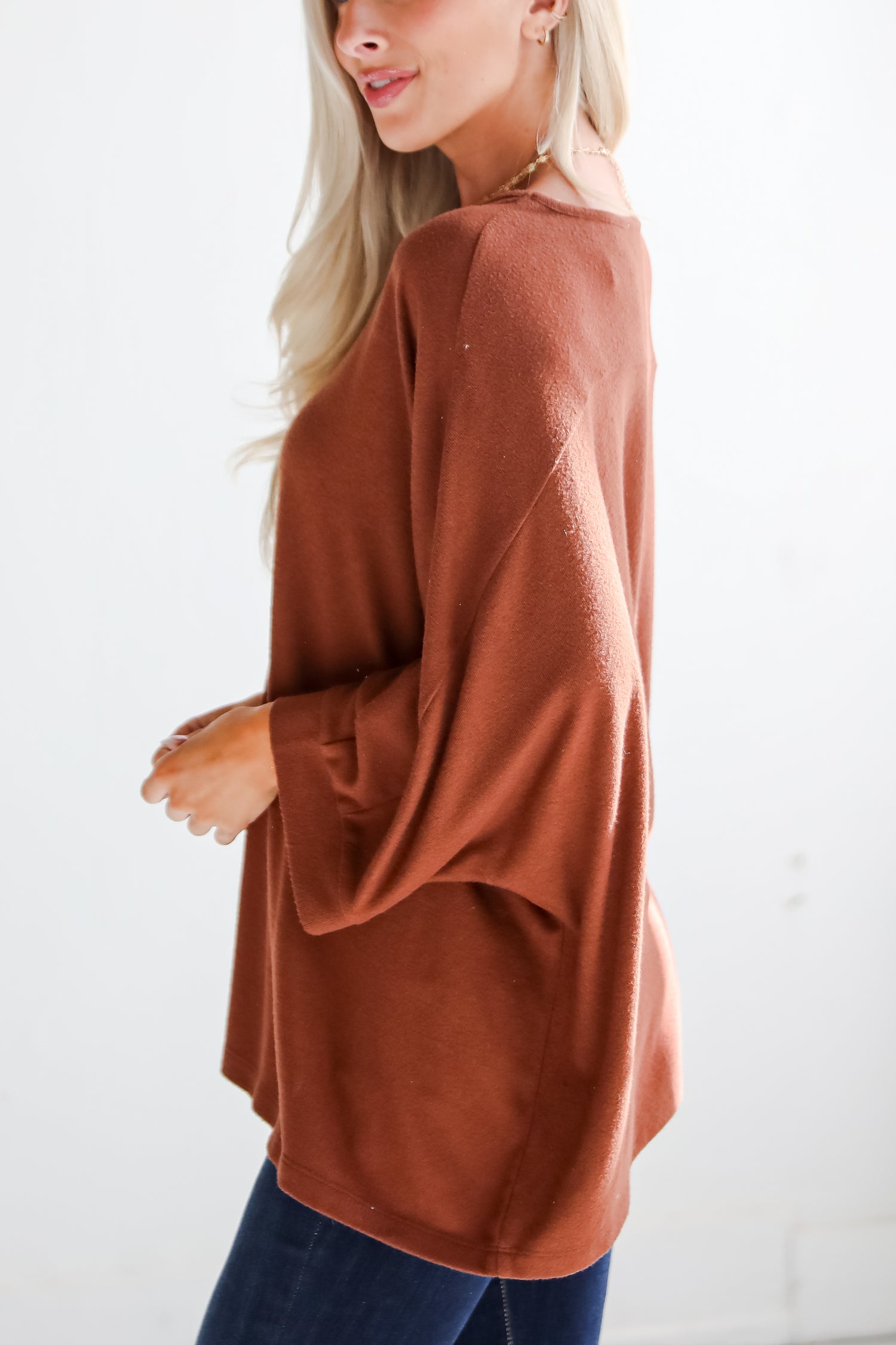 Winning Pick Oversized Brushed Knit Top