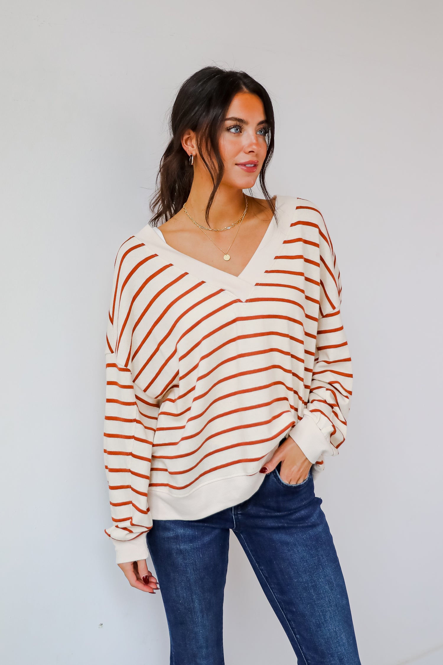 Positively Delightful Brick Striped Knit Top