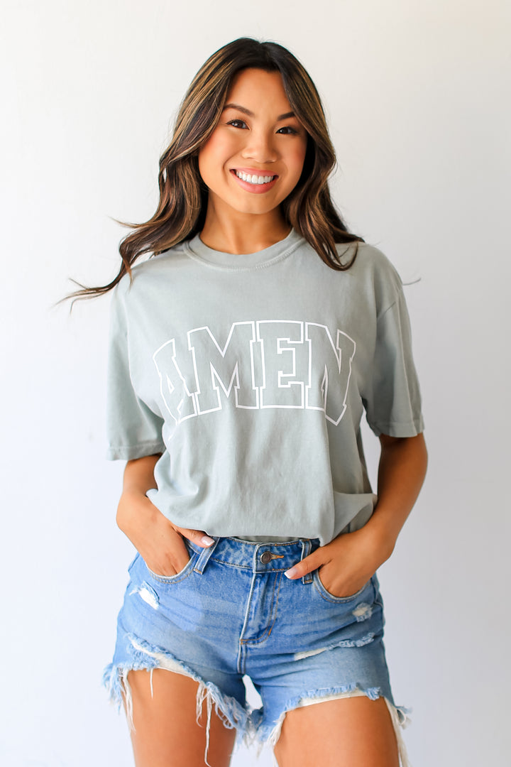 Sage Amen Tee front view