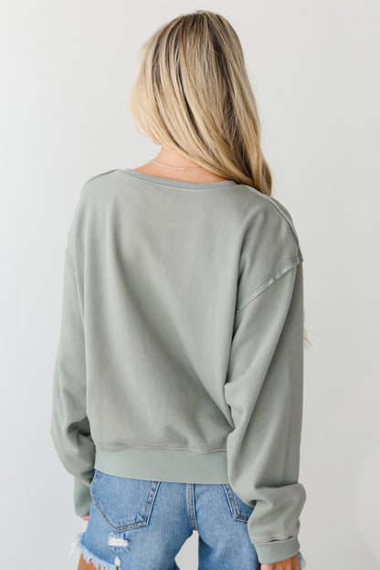 FINAL SALE - Mallory Sage Fleece Sweatshirt - DU DEAL