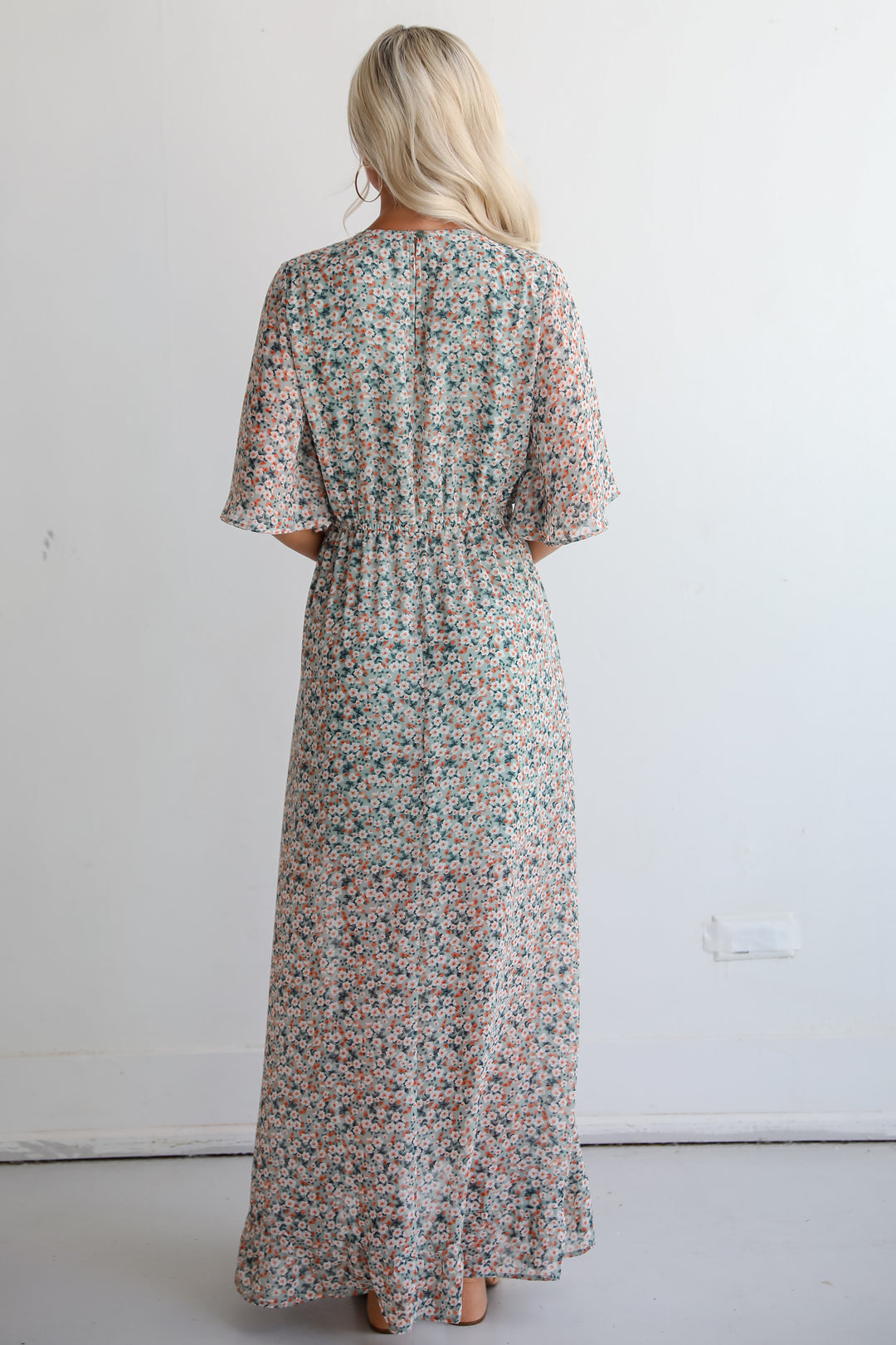 Undeniably Gorgeous Sage Floral Maxi Dress