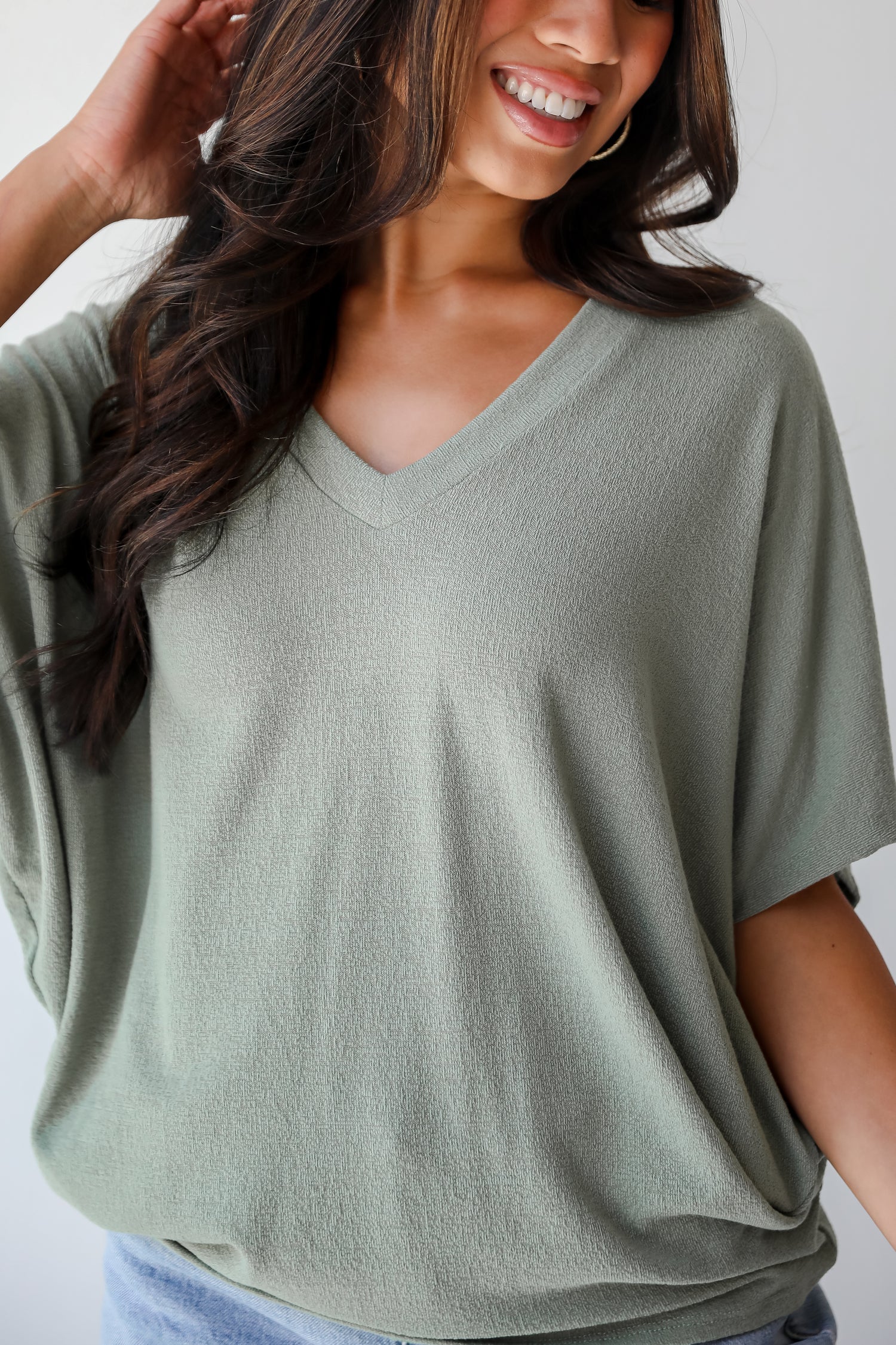 Lauren Olive Lightweight Knit Top