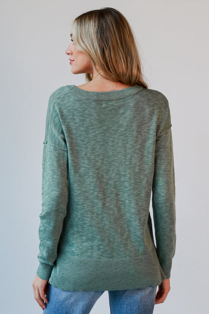 sage Lightweight Knit Sweater back view