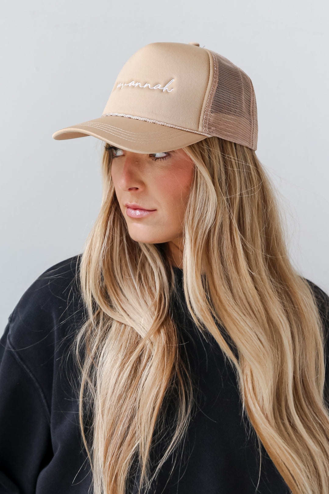 Beige Savannah Trucker Hat front view