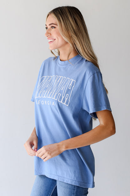 Blue Savannah Georgia Block Letter Tee side view