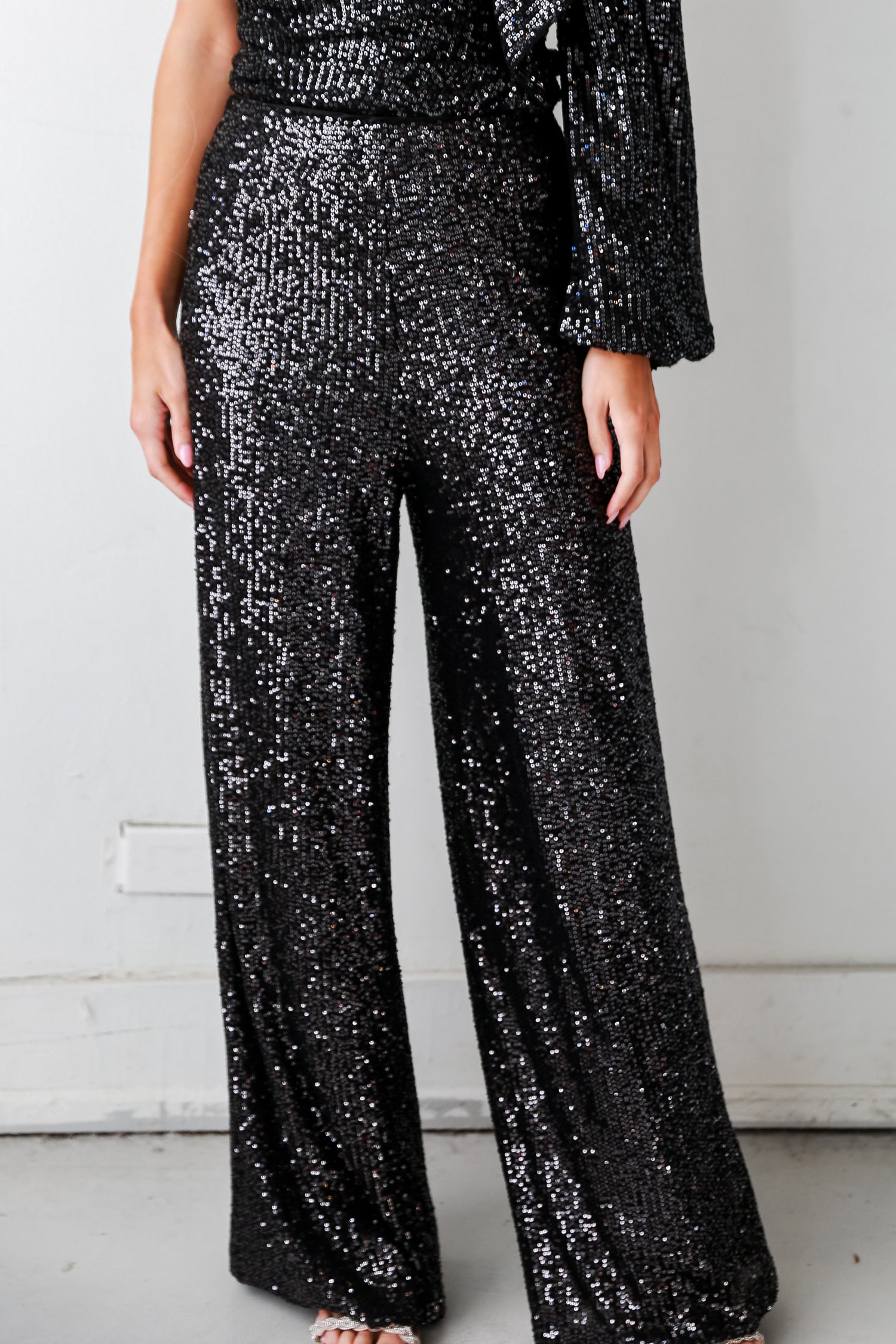 black Sequin Pants for women