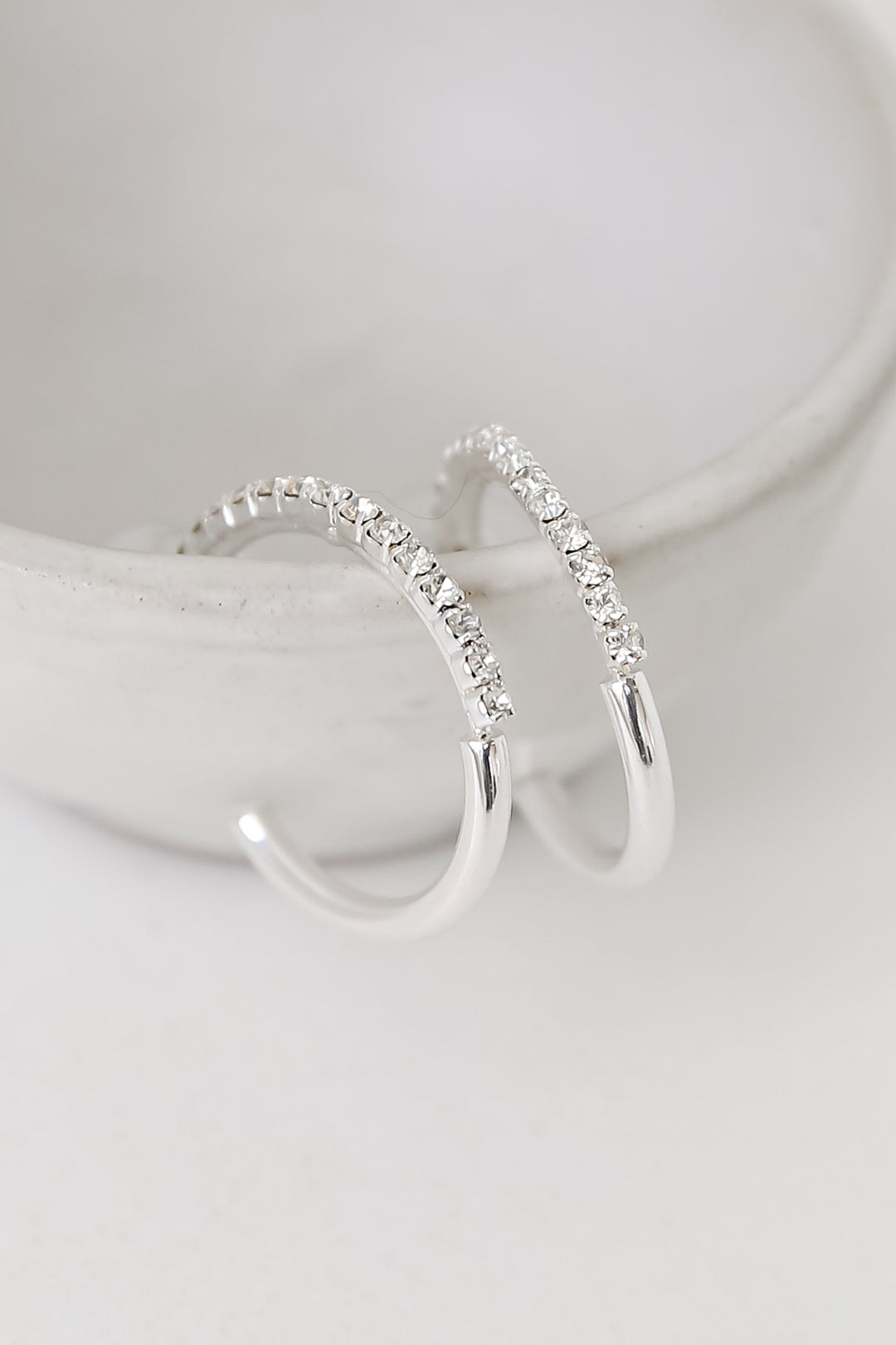 sparkly silver Rhinestone Hoop Earrings