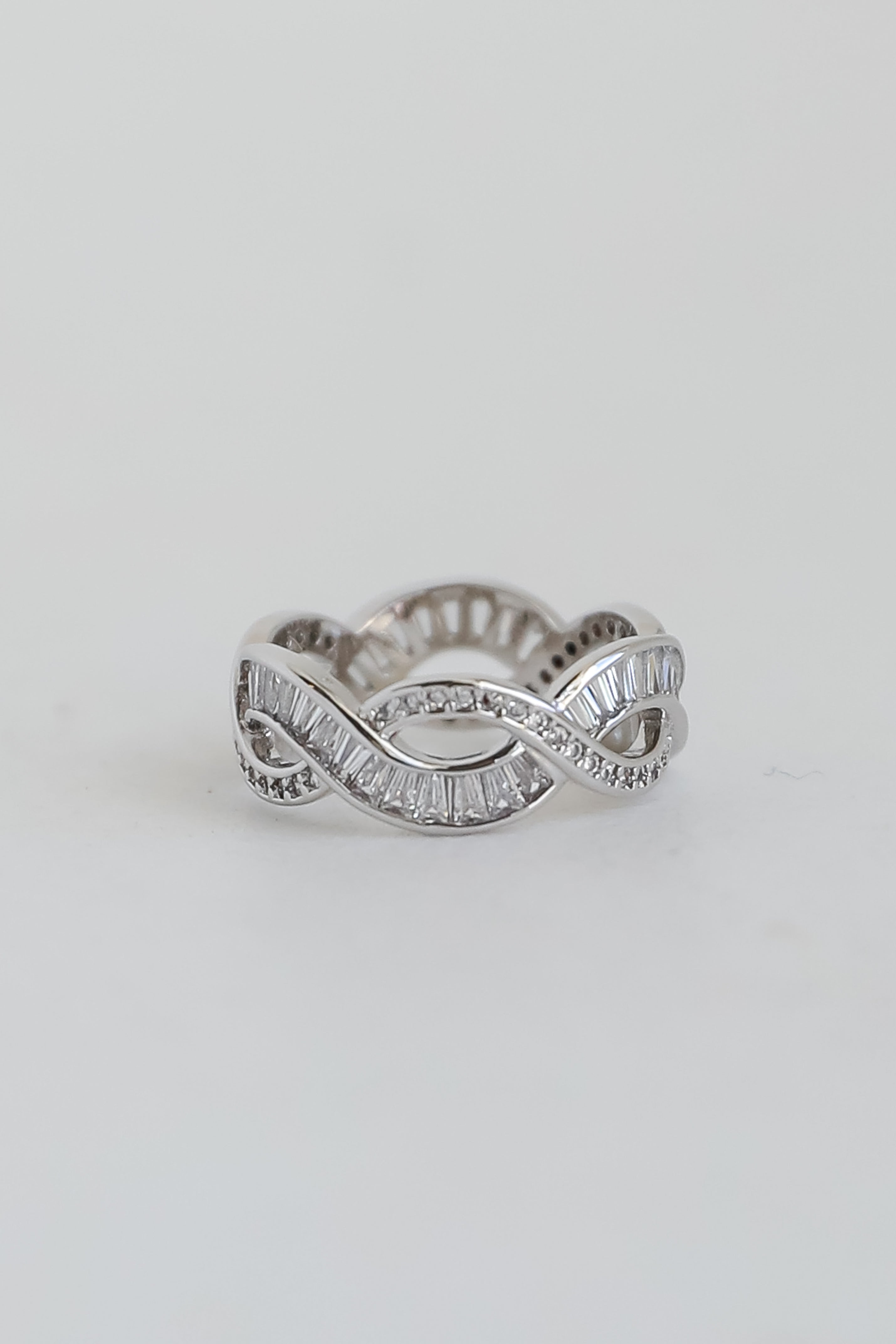 Hazel Silver Rhinestone Braided Ring