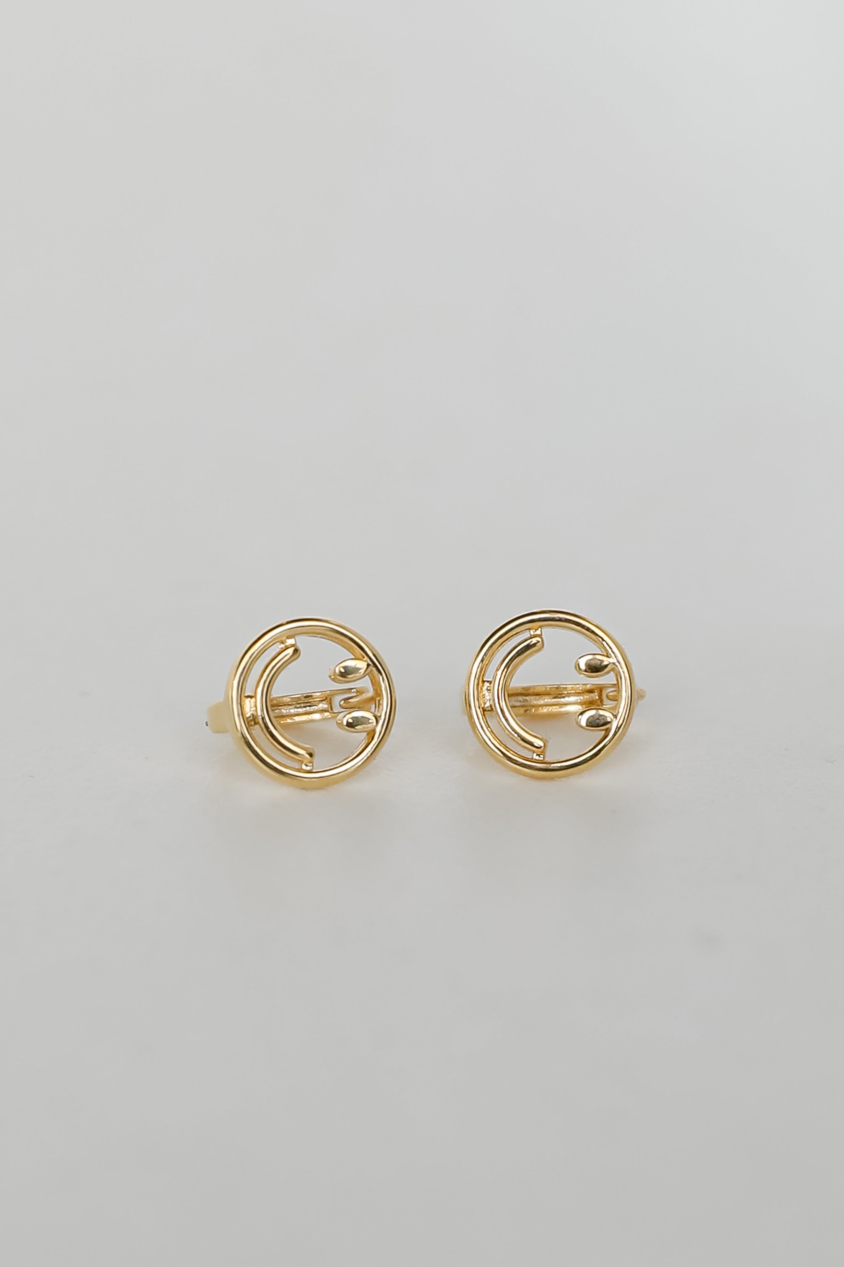 small Gold Smiley Face Earrings