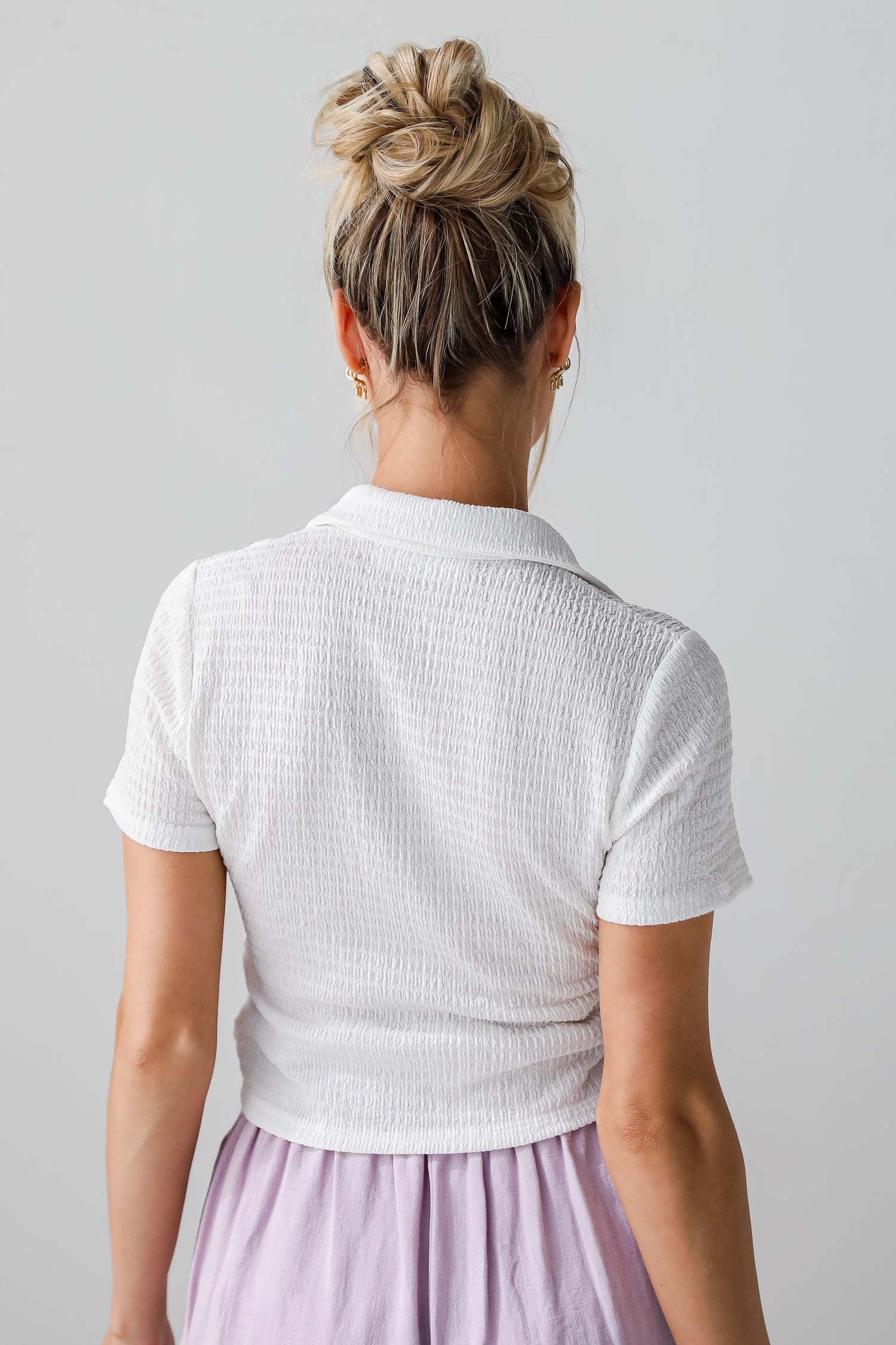 white smocked top