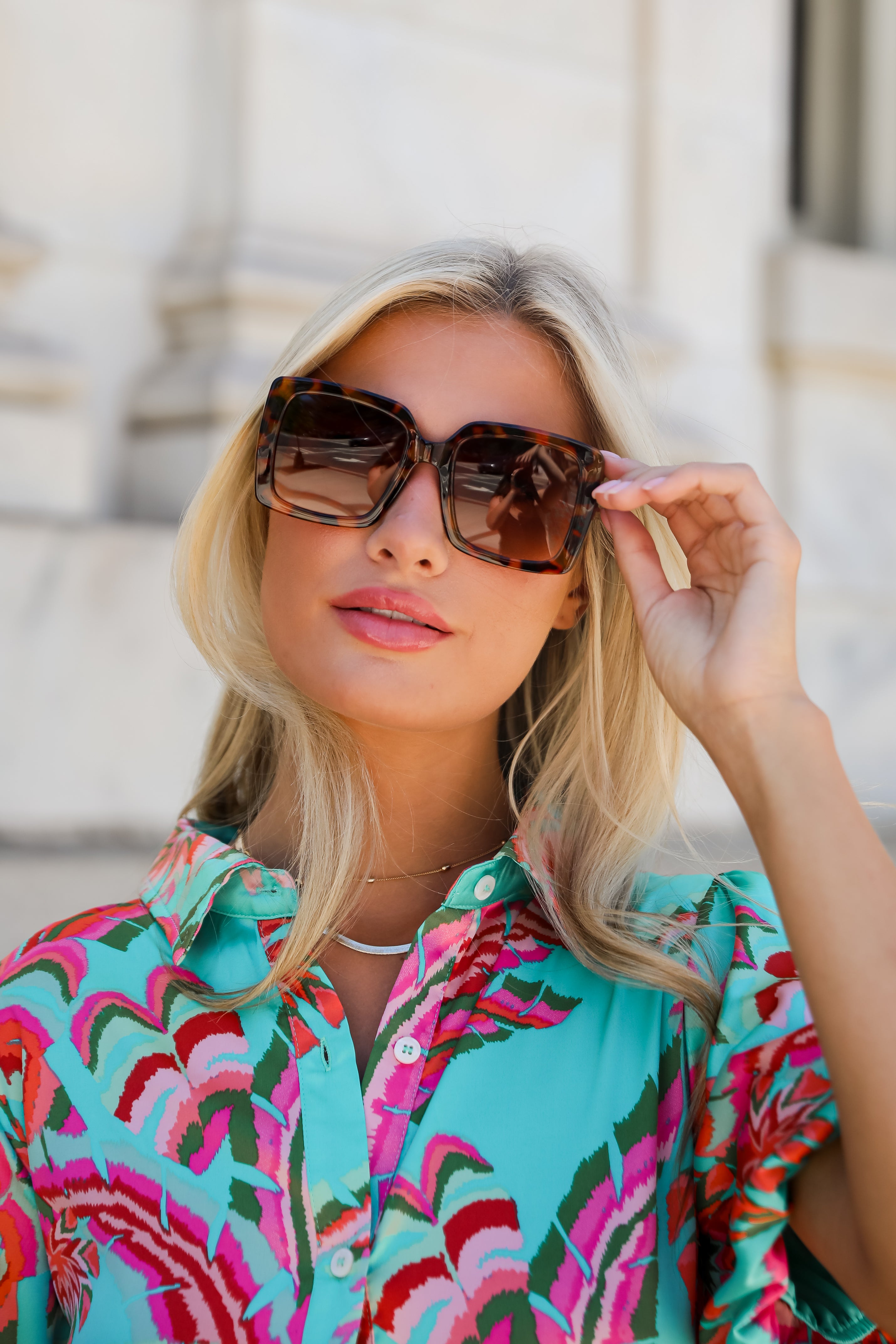 Turn Up The Sunshine Tortoise Oversized Square Sunglasses