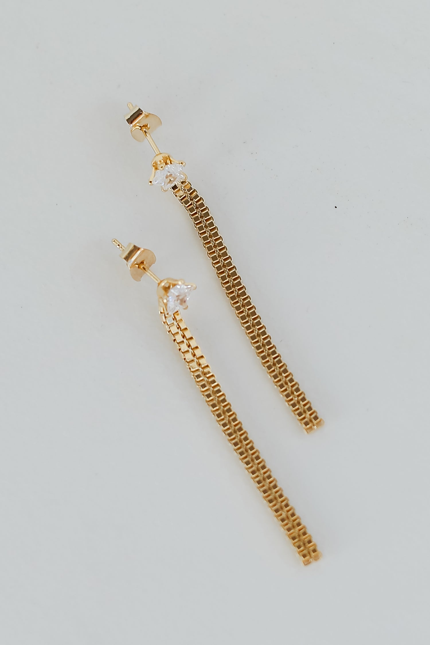 Gold Rhinestone Chain Drop Earrings