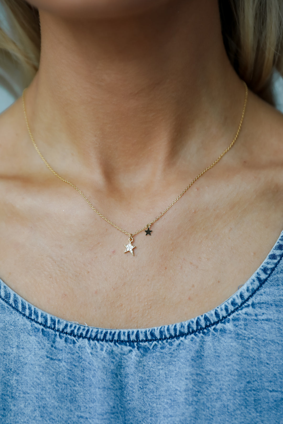 Aria Gold Rhinestone Star Charm Necklace