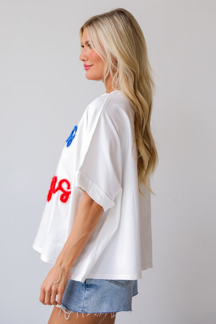 Stars & Stripes Metallic Letter Tee