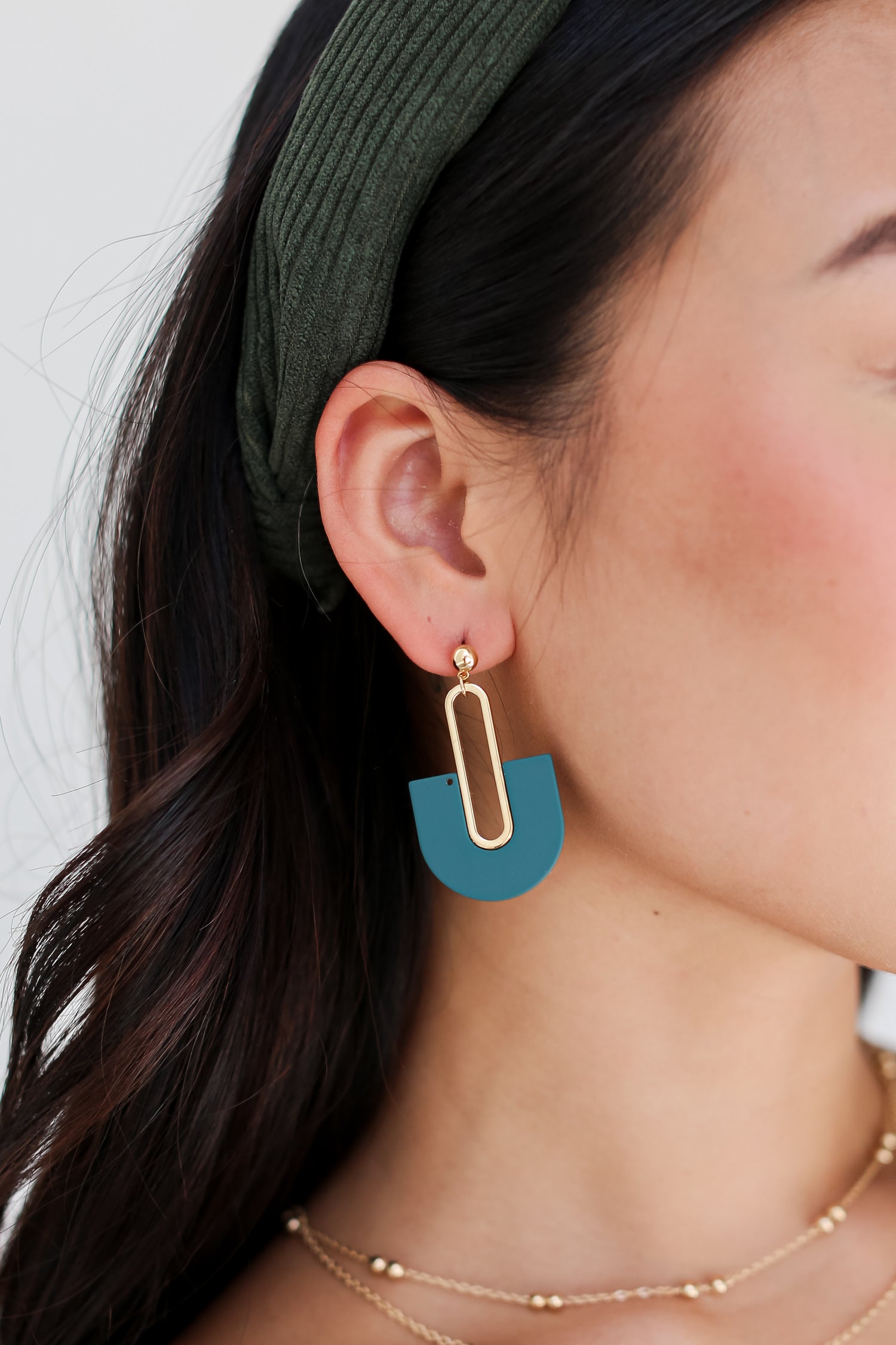 blue Acrylic Statement Earrings