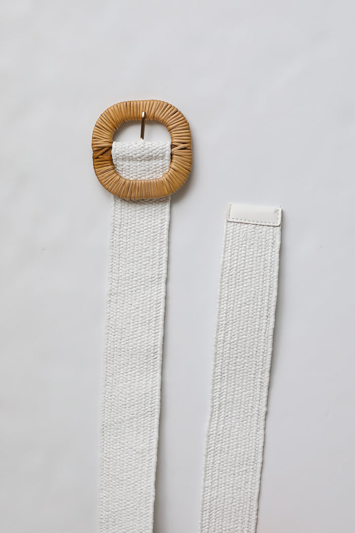 On Island Time White Straw Belt