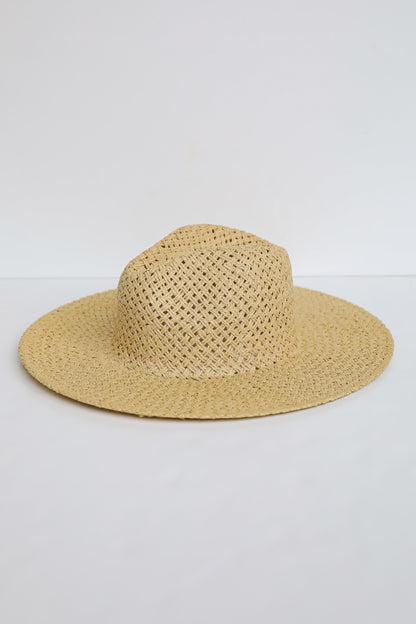 beach hats Beach Daze Natural Straw Fedora Wide Brim Hat