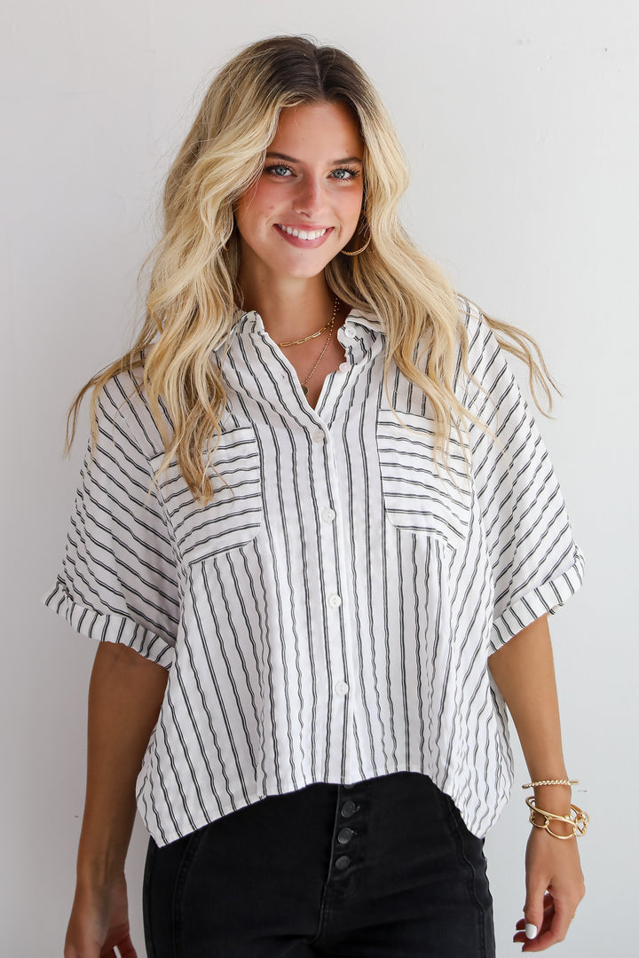 Ultra Darling White Striped Blouse